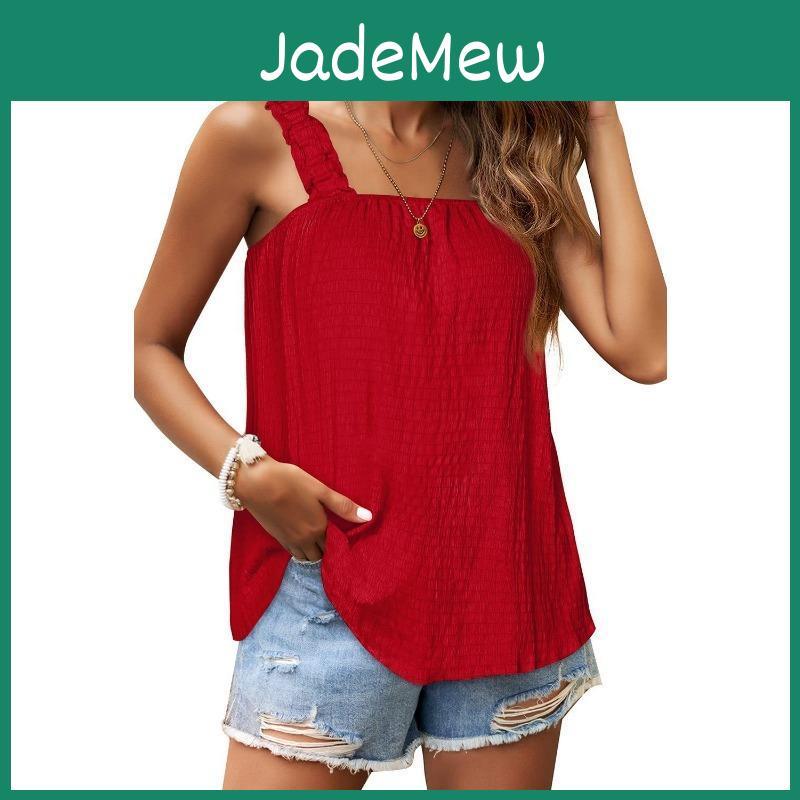 Womens Vest Stripe Summer Pit Rubber Band Solid Color Camisole Tank Sleeveless Top