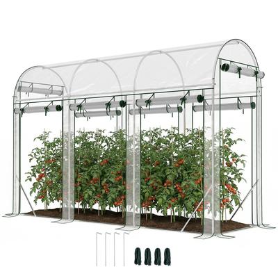 Bahçe Tünel Sera 3 m², Bahçe Sera, Galvanizli Çelik İskelet, 8 Adet Açılabilir Kapı, 295x100x197cm, Şeffaf