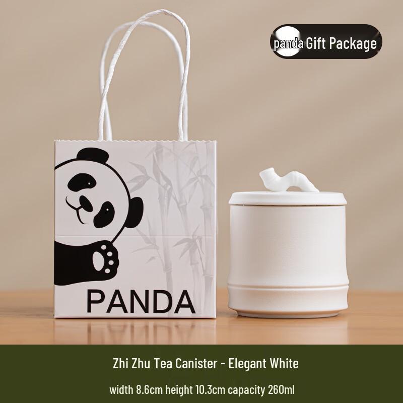 MY Creative Bamboo Section Ceramic Storage Jar Bamboo Section Tea Caddy