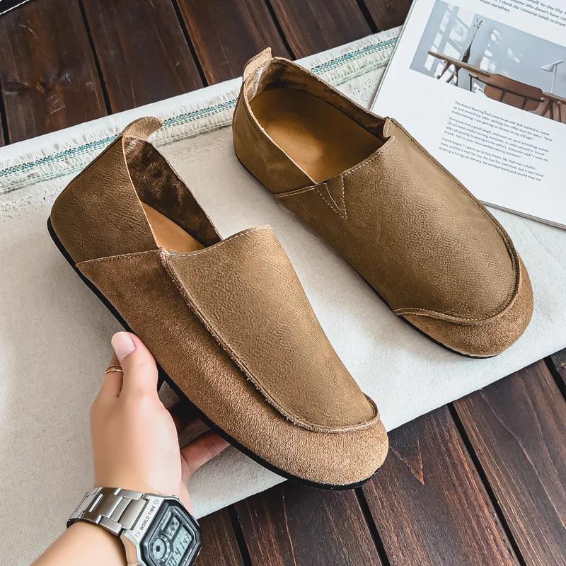 Men's Casual Shoes Comfortable Retro Men's Leather Casual Shoes Men's Fashion Retro Flat Boots for Men Shoes