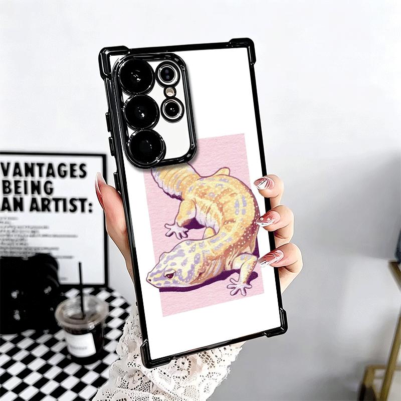 Lizards Geckos Cute Pet Plating Phone Case For Samsung Galaxy S24 S25 FE S26 Edge S23 Ultra S22 S21 Plus S20 Anti-Fall Airabag C