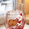 Double Layered Juice Glass Layer Cup with Santa Claus/Small Tree/Stack/Bag Patterns Decor Family Gathering Tableware Quicksand Sequins Clear