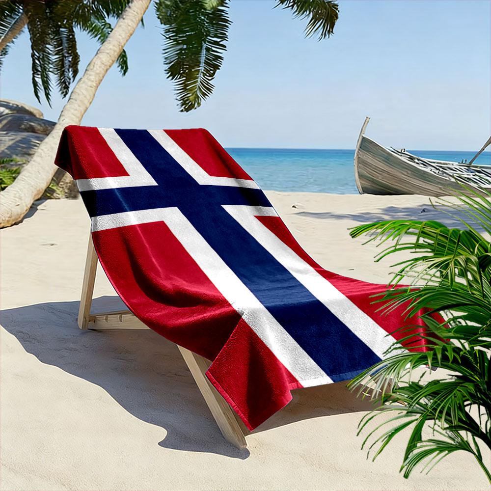 Giant Beach Towel with Norway Nordic Cross Flag, Ultra Soft Quick Dry Microfiber, Fade Resistant, for Pool Beach Vacation
