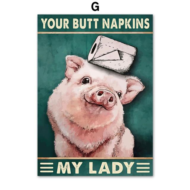 Your Butt Napkins My Lord Dear Toilet Paper Poster Print Animal Frog Kangaroo Black Cat Wall Art Canvas Painting Bathroom Decor No Frame