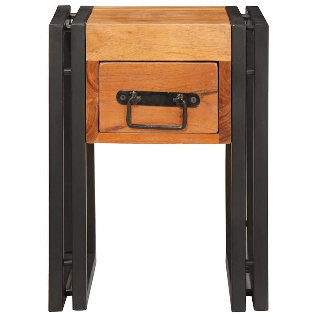 Side Table with Drawers 30 X 30 X 40 Cm Solid Acacia Wood