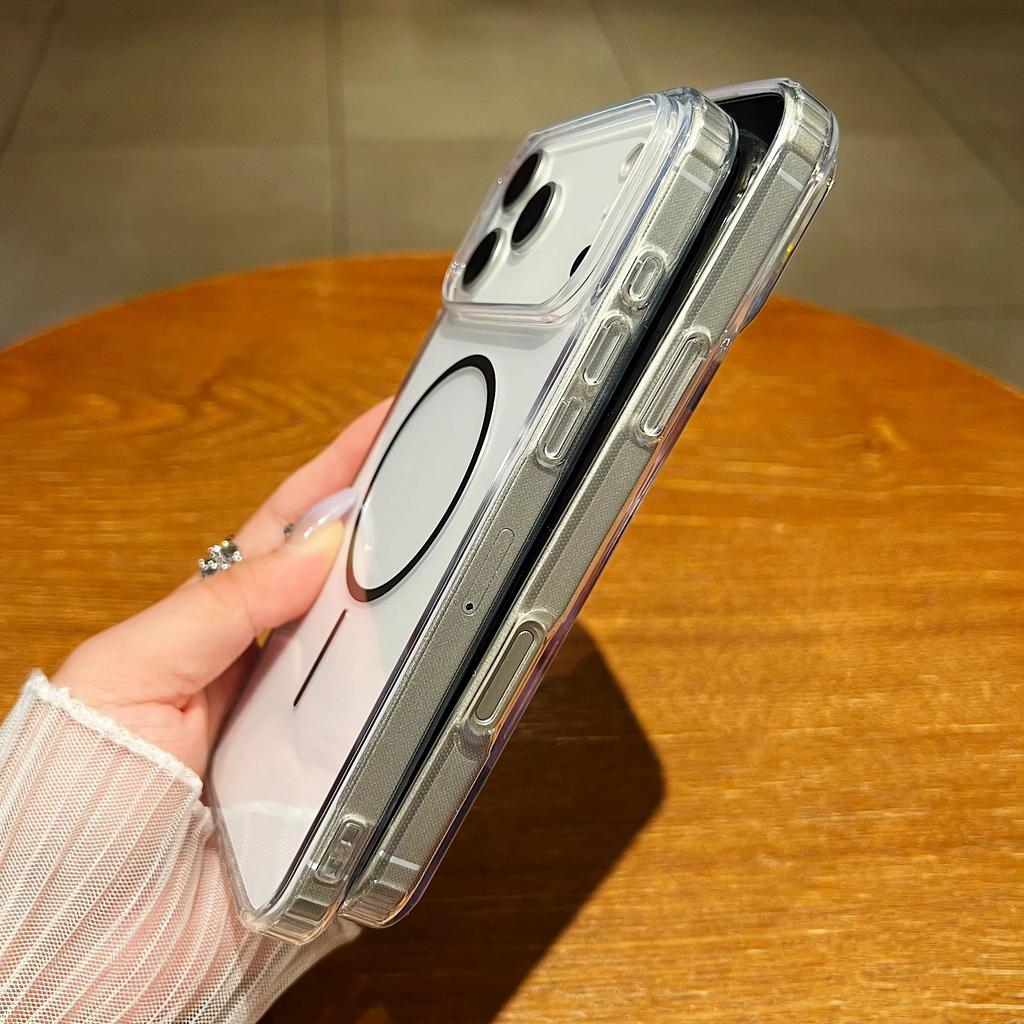 UltraThin Transparent Phone Case For iPhone 17 13 12 11 16 Pro Max 14 15 Plus 17 Air For Magsafe  Magnetic Charger Protect Cover