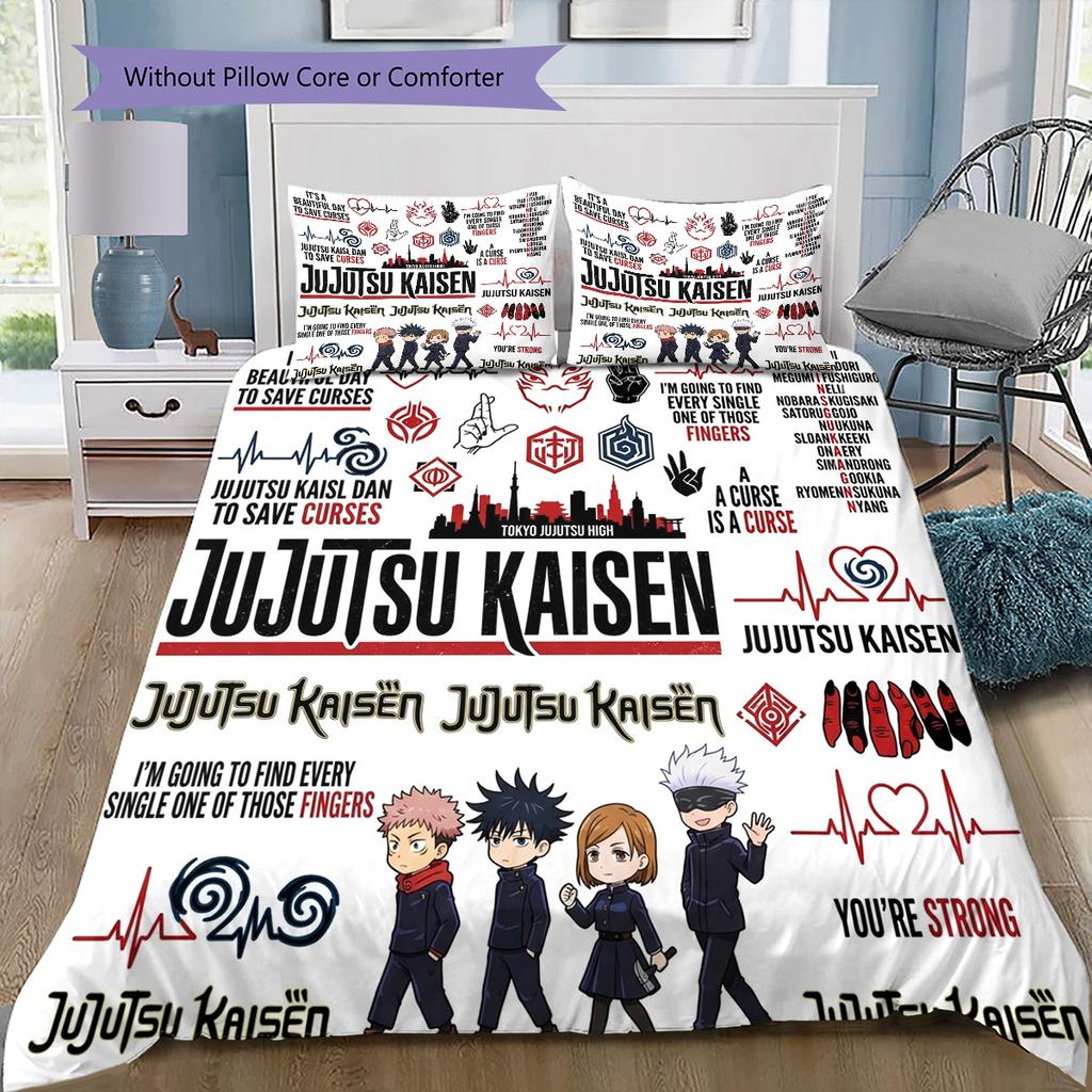 J-Jujutsu K-Kaisens Set Copripiumino Trapuntato Federa Regalo di Compleanno per la Casa(1 * Copripiumino + 2 * Federa, Senza Imbottitura)