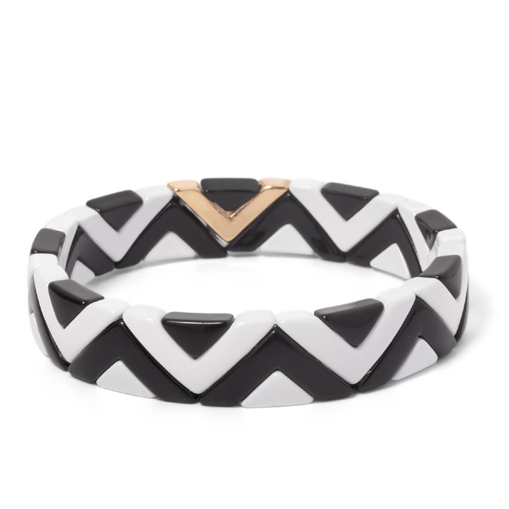 2026 Hot Selling Fashion Fashion Patchwork Bracelet Bohemian Style Can Be Folded Wear DIY Mixed Color Enamel Beaded Bracelet