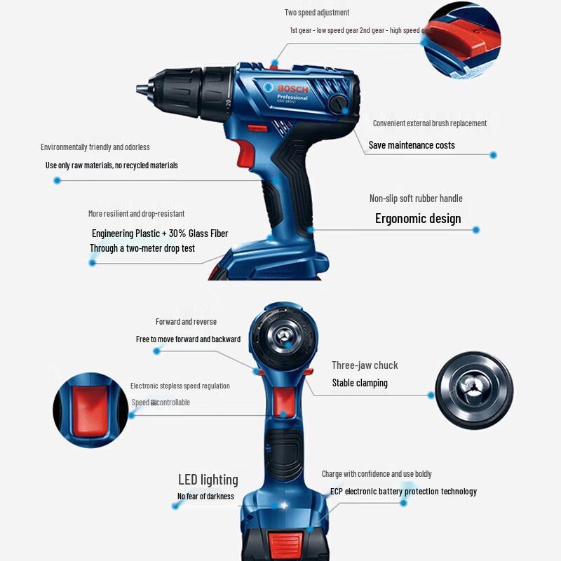 Bosch 18V Cordless Drill/Screwdriver GSR 180-LI CN plug (adapter included)