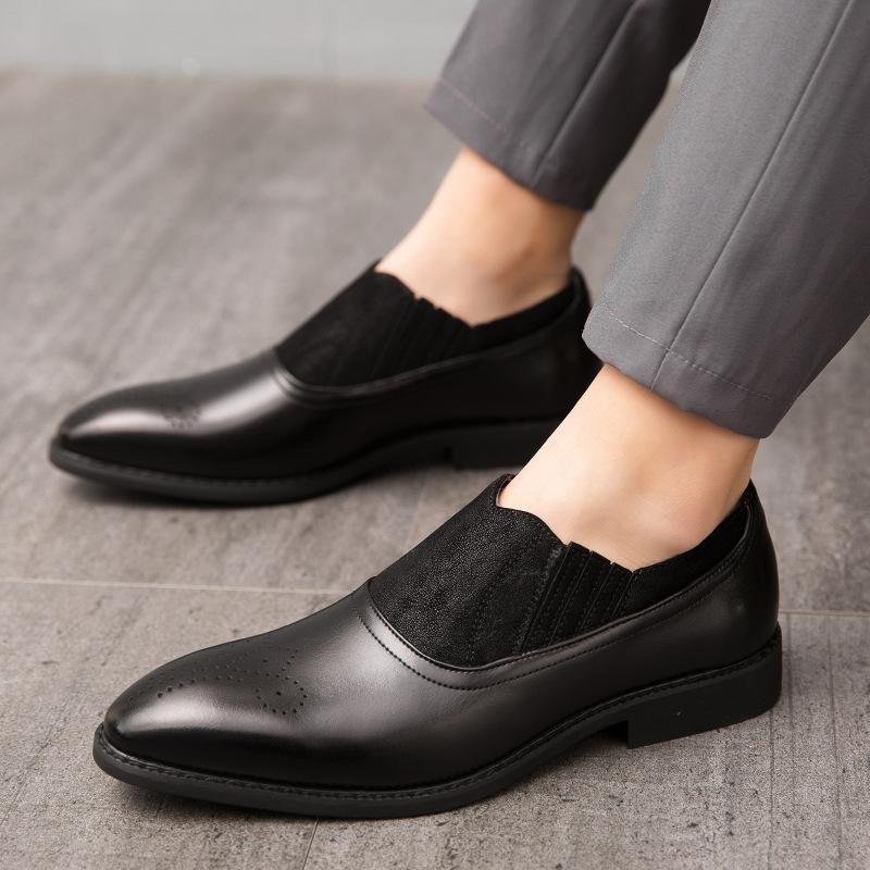 Luxury Brand Leather Fashion Men Business Dress Loafers Pointy Black Shoes Oxford Breathable Formal Wedding Shoes Zapatos Hombre