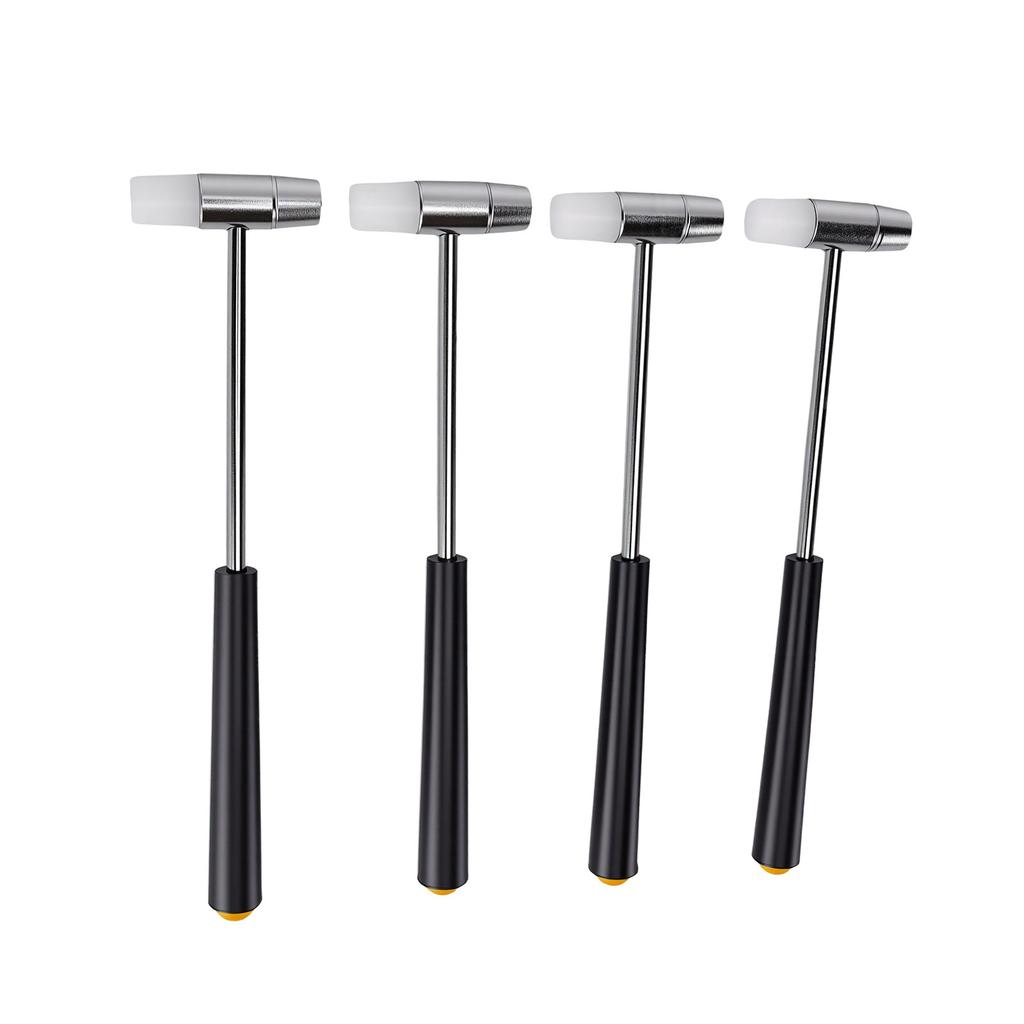 4PCS Soft and Hard Mallet Hammer Dual Head Small Hammer with Black Handle for Watch Repair Precise Crafting 4PCS
