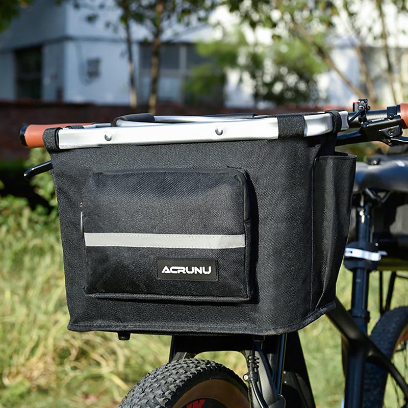 ACRUNU Waterproof Front Basket for Mountain Bike & Electric Scooter - Commuting Foldable Aluminum Alloy Handheld Basket