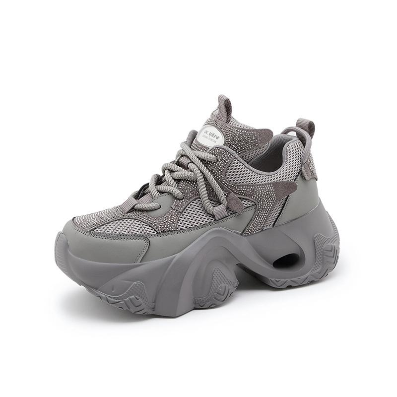 25211 Double mesh breathable dad shoes women's tide autumn new thick soles show small feet