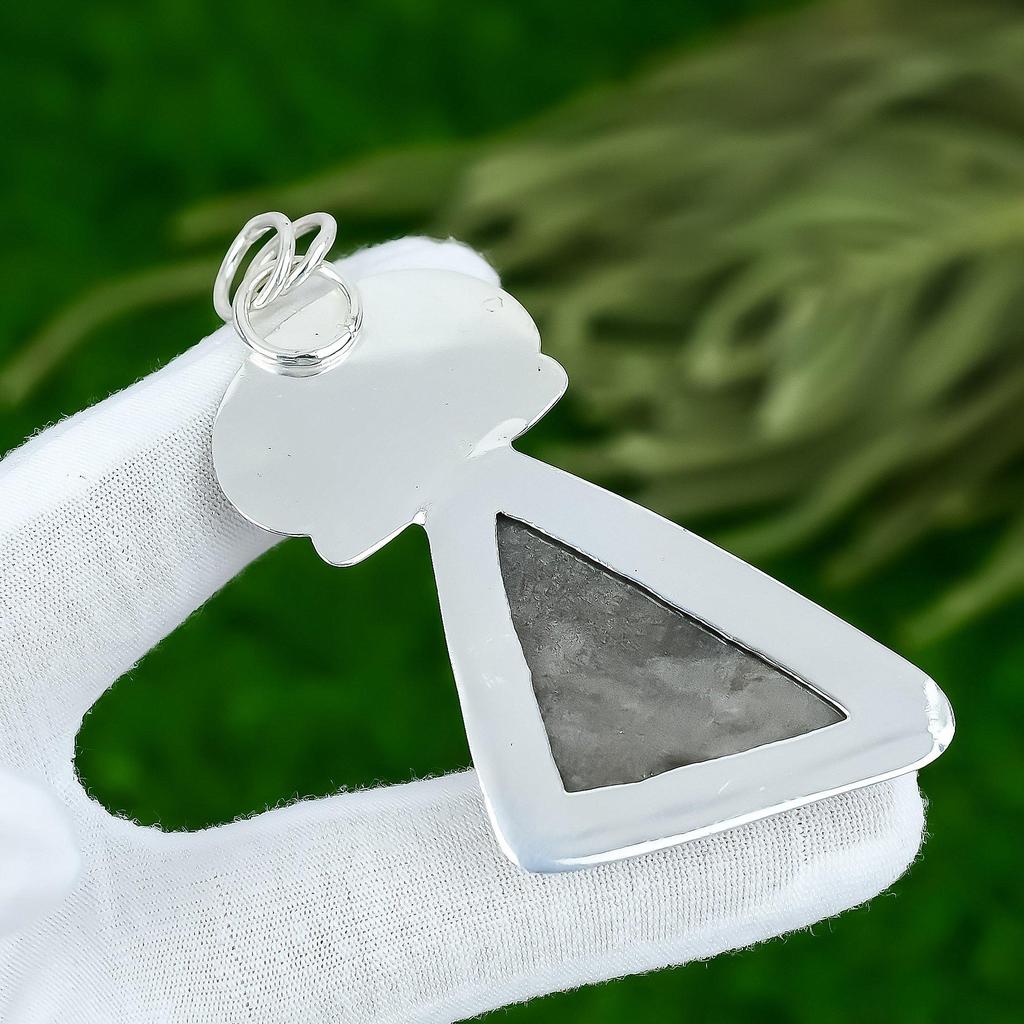 Sterling Silver Trillion Natural Silver Sheen Obsidian Bezel New Pendant Jewelry