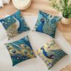 1/4pcs Bohemian Peacock Throw Pillow Covers Vintage Blue Gold Decorative Cushion Cases for Home Living Room Bedroom Sofa