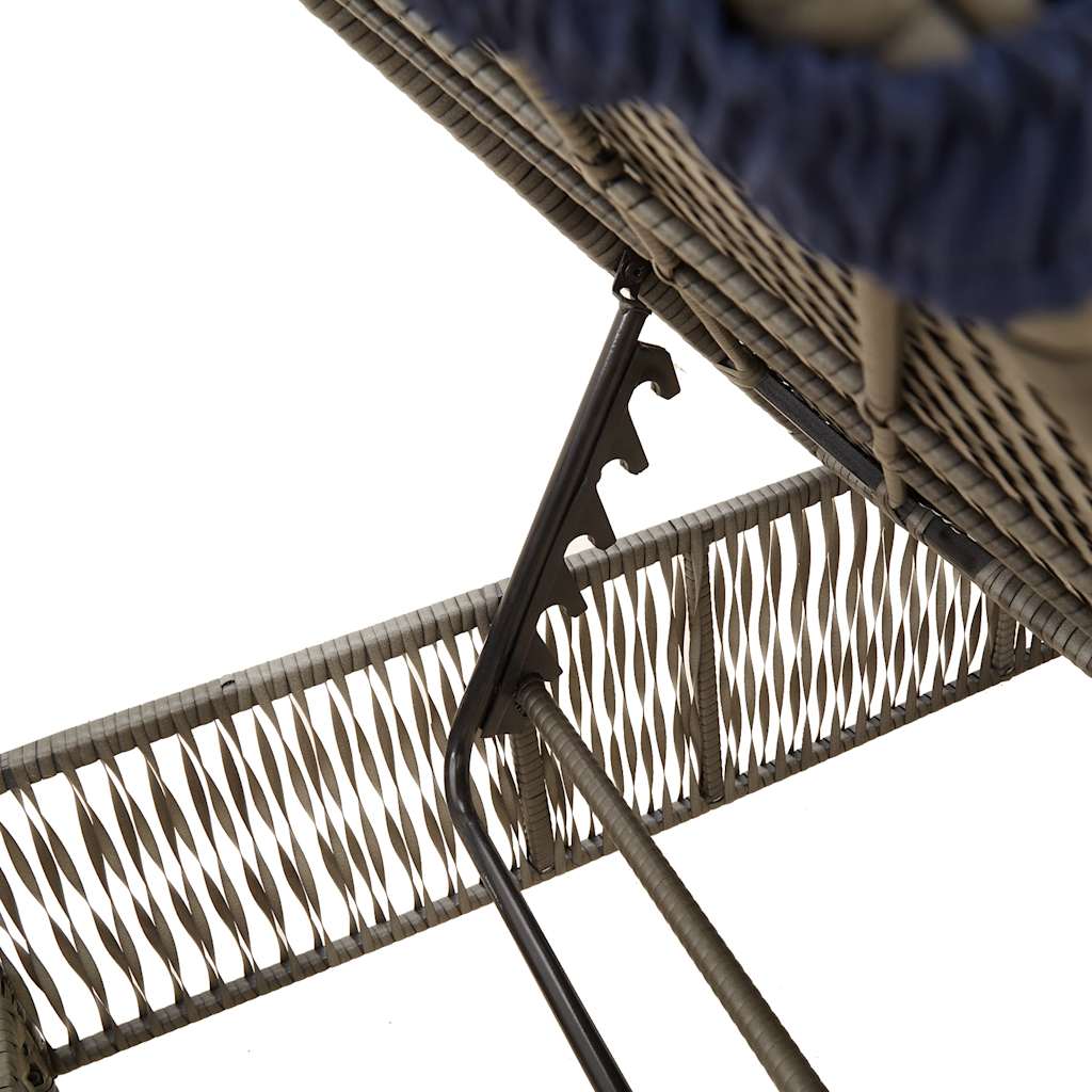 2 Piece Sun Lounger Set with Table Gray Poly Rattan