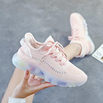 Women's Shoes 2023 Casual Mesh Breathable Sneakers Fly Woven Upper Jelly Sole Trend Coconut Shoes Student Running Shoes