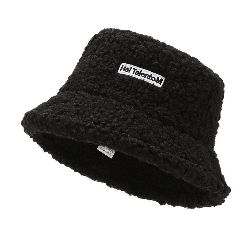 Women Lamb Bucket Hat Autumn Winter Thicken Plush Wool Warm Flat Top Fisherman Hats Outdoor Windproof Panama Bowl Beanie Caps