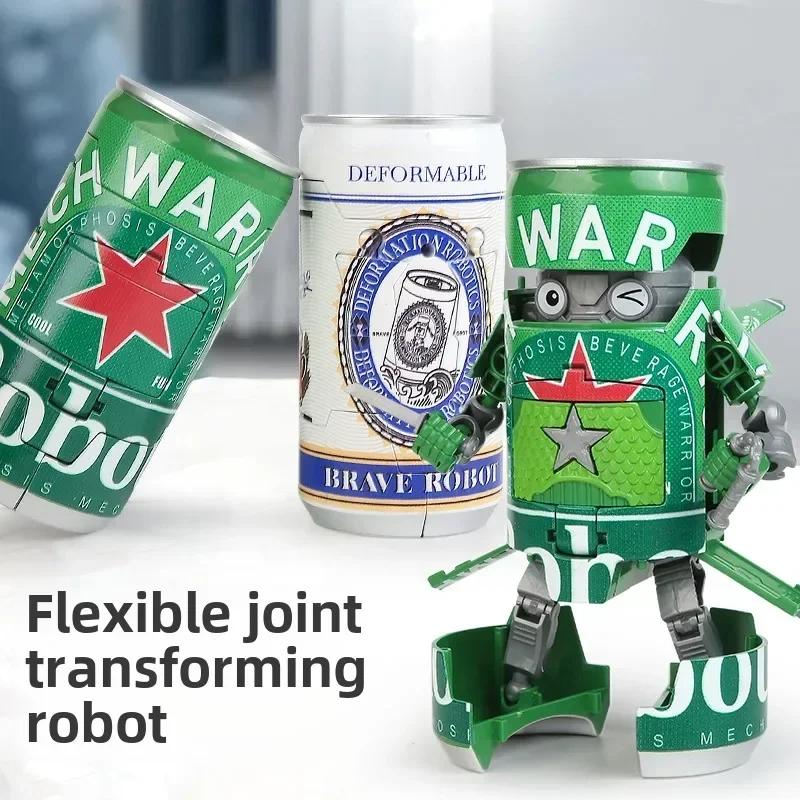 Beer Deformed Robot Action Figure Cartoon Deformation Robot Creative Warrior Model Deformation Educational Toys