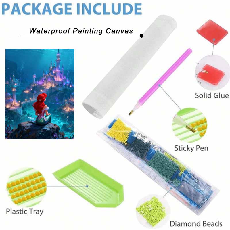 Disney Diamond Painting Kit Mermaid Ariel 5D Diamond Art Home Decor Creative Handmade Gift