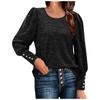 Women's Fashion Color Loose Casual Puffed Sleeves Round Neck Long Sleeve Tee Shirt Top