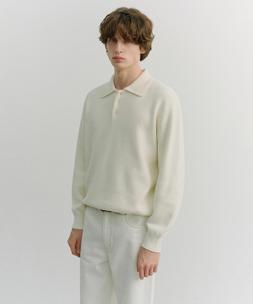Deonseuteupomaen Cashmere Collared Sweater_Unisex_Udsw6A104_Ivory