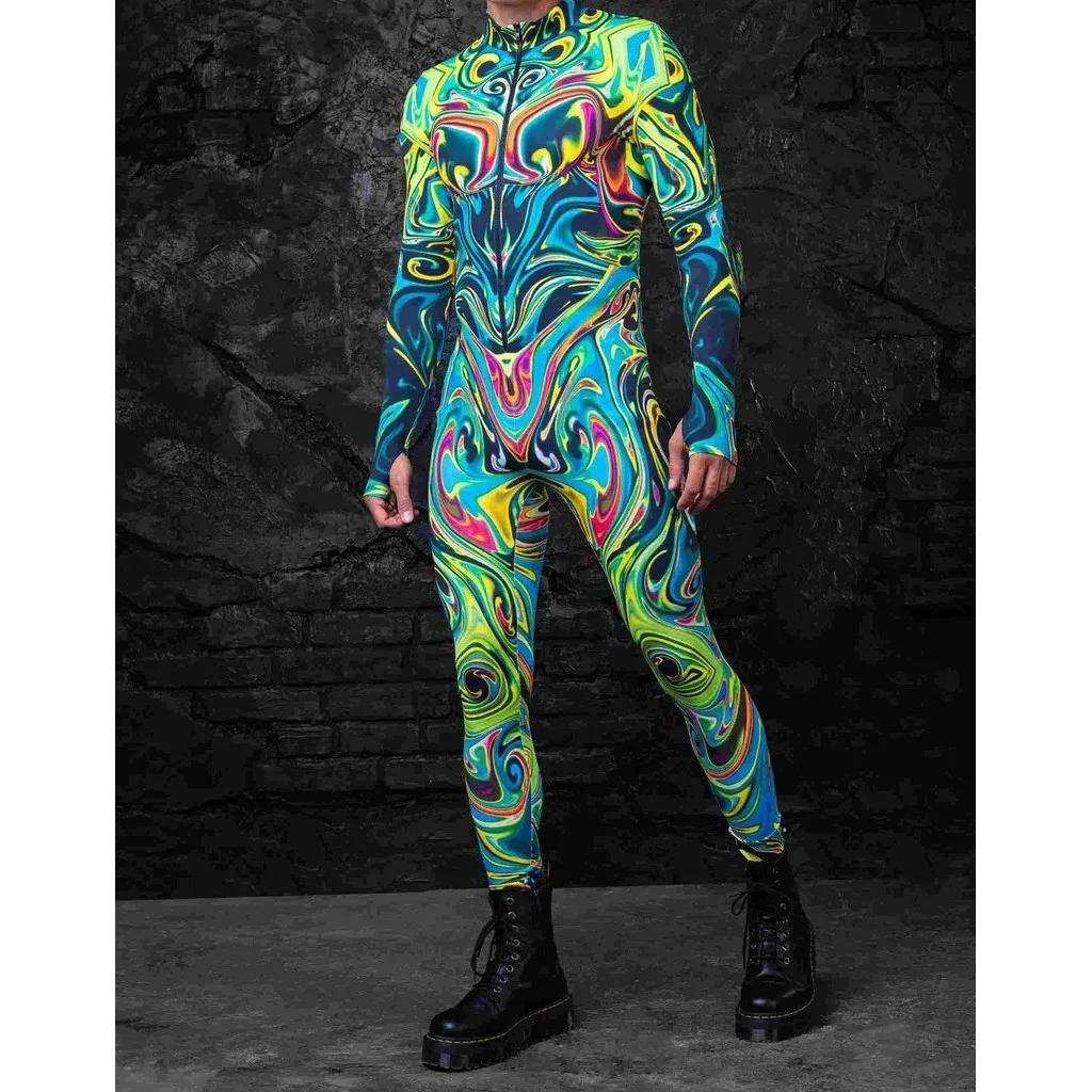 3D Digitaltrykk Sceneopptreden Kostymer Voksne Halloween-arrangementer Karneval Temafest Cosplay Antrekk Latespill Jumpsuit