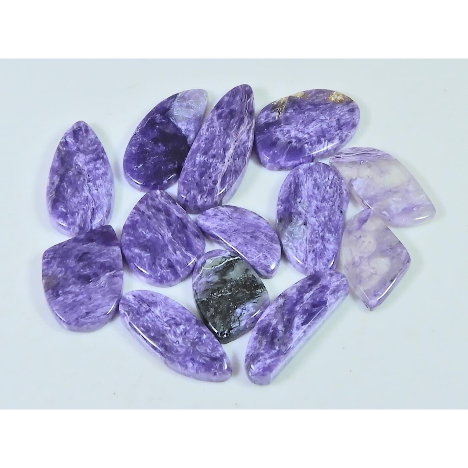 90Cts. Natural Purple Charoite Fancy Cabochon Loose Gemstone 13 Pcs Lot C-2360