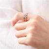 Double-layer diamond-set heart wave line ring female, simple and versatile hipster cold wind open index finger ring
