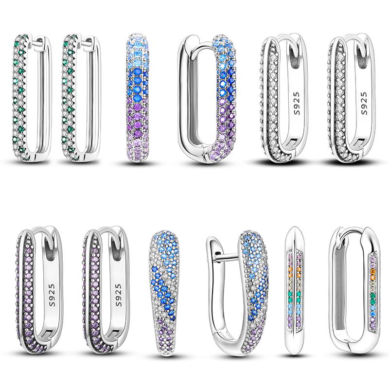 

Серьги из стерлингового серебра 925 пробы Crystal Me Pave U-образные серьги-кольца U-образного типа для изготовления ювелирных изделий своими руками