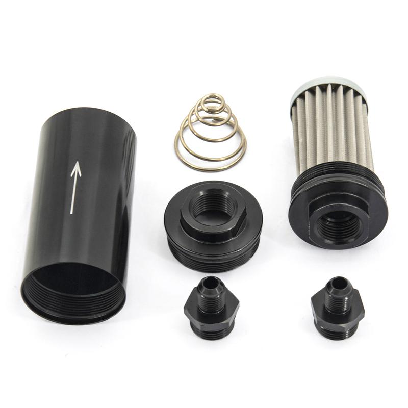 

Universal E85 Performance Aluminum Fuel Filter High FLOW 100 Micron Cleanable AN6 AN8 AN10 9MM adaptor fittings 9MM