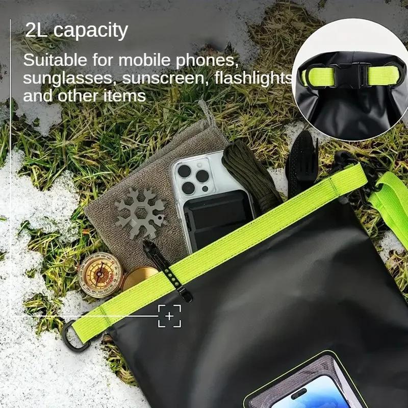Outdoor Sports Bags 2L Dry Bag Touch Screen PVC Waterproof Bags For Trekking Drifting Rafting Surfing Kayak Camping Equipment