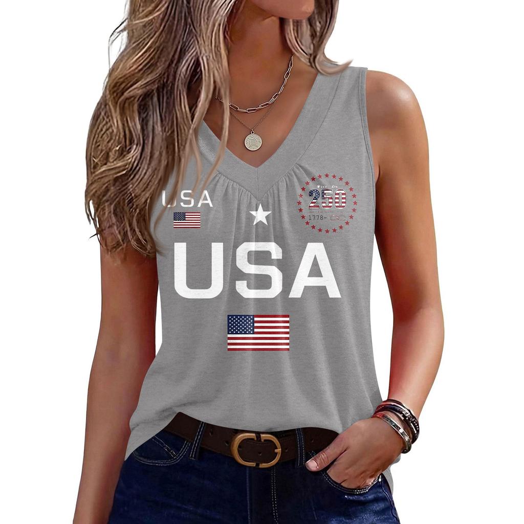 Débardeurs pour femmes Sans manches Coupe ample Hauts Col en V Chemises plissées T-shirts basiques