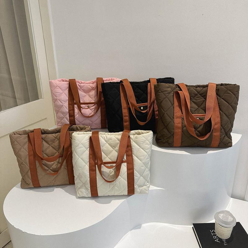 Stylish Large Capacity Plaid Tote Bag For Women With Versatile Color Options Perfect For Daily Use