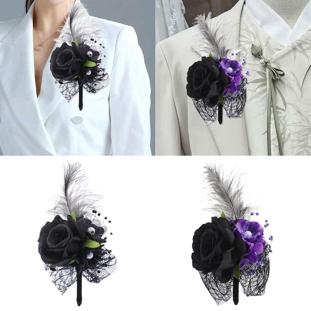 Wrist Corsage Bride Bridesmaid Bouquet DIY Dark Romantic Wedding Decoration