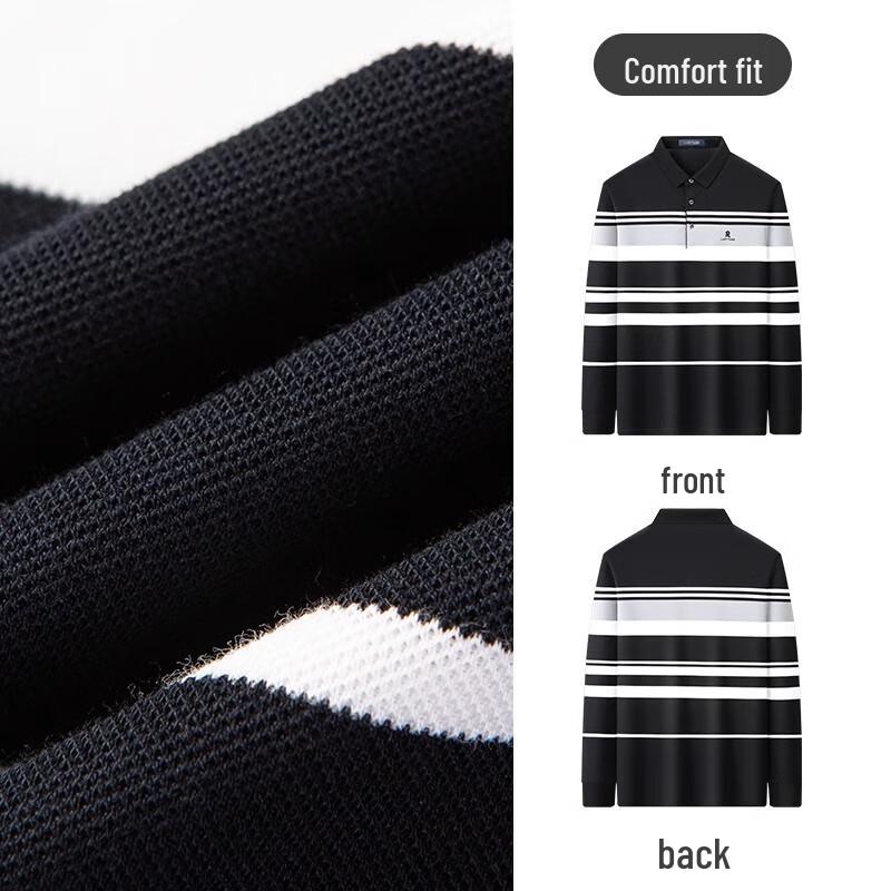 MONTAGUT Men's Business Casual Long-Sleeve Polo Shirt