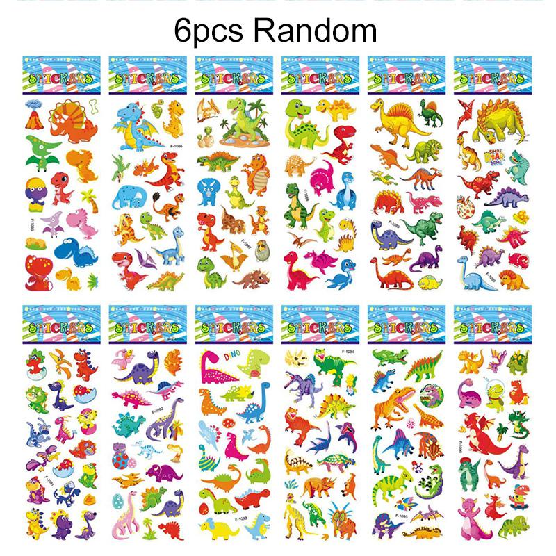 6/12/24pcs 3d Stationery Stickers Reusable Cartoon Dinosaur Design Office Cultural And Educational Supplies Student Rewards TMZ