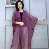 European-Style Women's Gold Thread Shawl: Thin, Evening Wear, Decorative Tassels, Hollow-Out Design, Silk Sun Protection Scarf