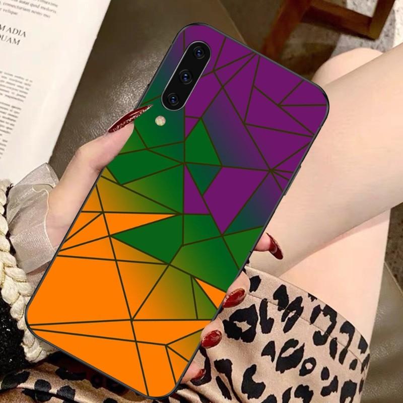 Geometric Abstract Crystal Phone Case For Samsung A91 A81 A73 A72 A71 A30S A20 A12 A13 A52 A53 4G 5G Soft Black Phone Cover
