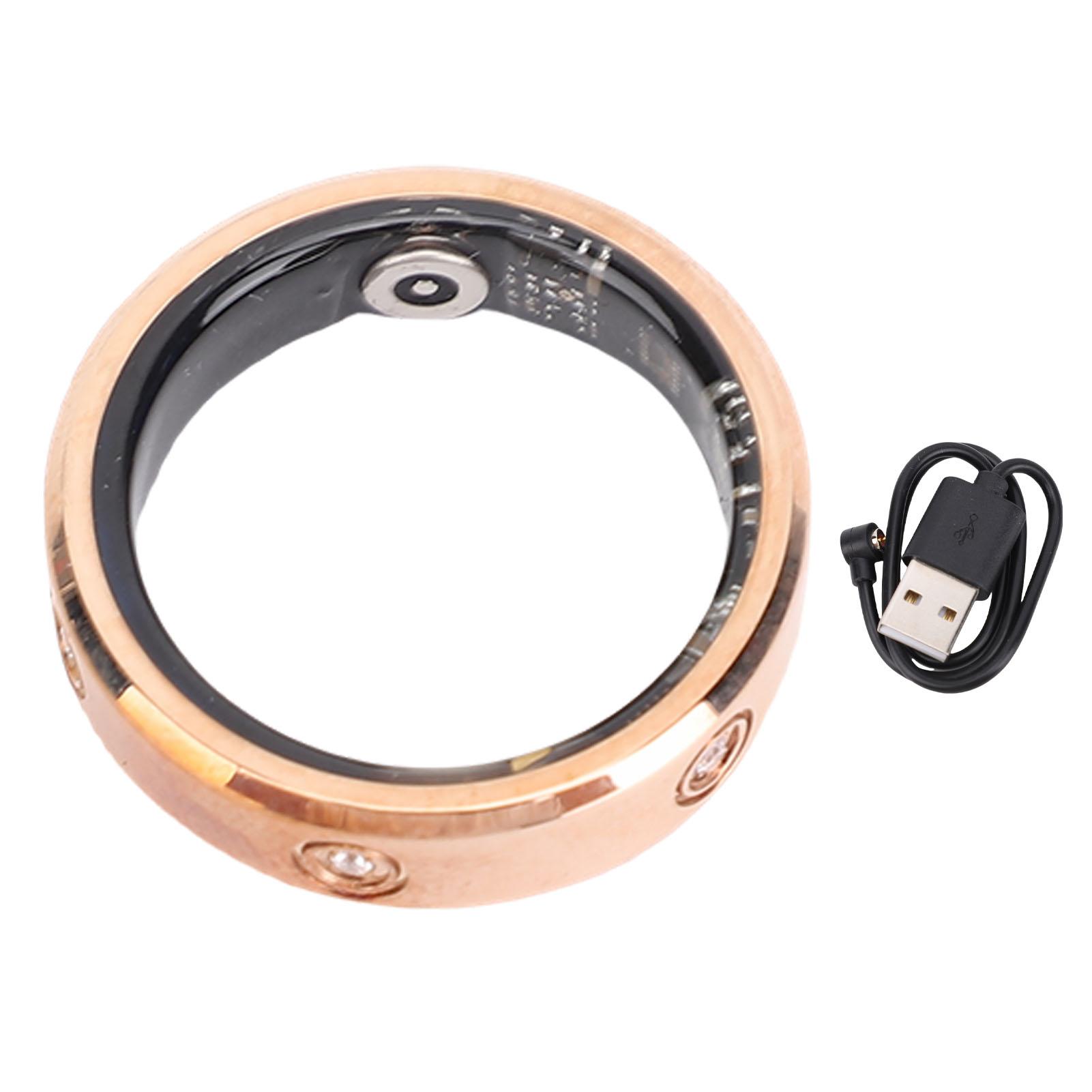 Smart Ring Gold APP Monitoring Water Proof Stainless Steel Smart Fitness Sleep Tracker Ring for Running Cycling Swimming Size 12