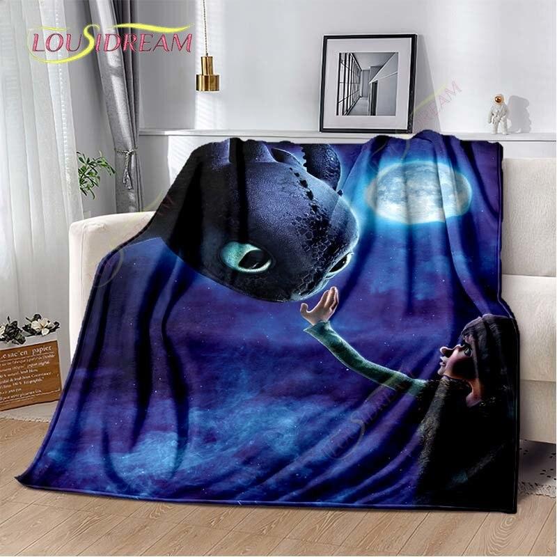 Κινούμενο Σχέδιο Πώς να Εκπαιδεύσεις τον Δράκο σου Χαριτωμένη Κουβέρτα Ελαφρύ Κλινοσκεπάσματα Εξαιρετικά Μαλακή Ζεστή Κουβέρτα Φλις για Κρεβάτι Σαλόνι Καναπέ