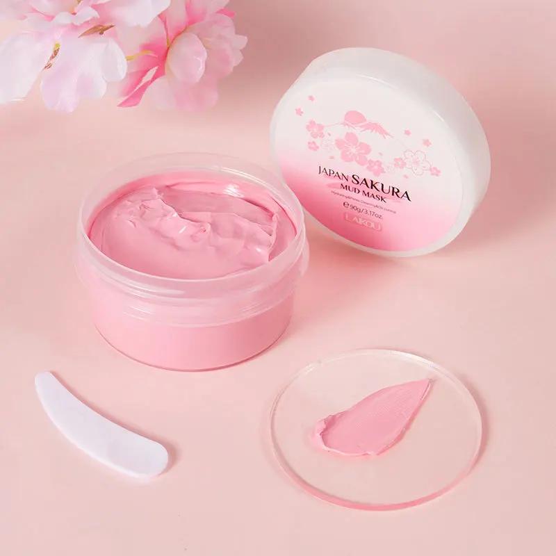 Laikou Mascarilla de Barro de Sakura Limpieza Profunda Control de Grasa Equilibrio Antioxidante Reduce Poros Elimina Puntos Negros Mascarilla Facial Refrescante90/25g