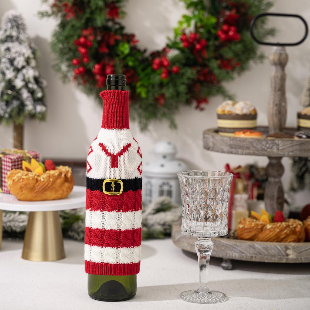 Vibrant And Decorative Knitted Letter Wine Bottle Holder For Christmas Parties And Gifts