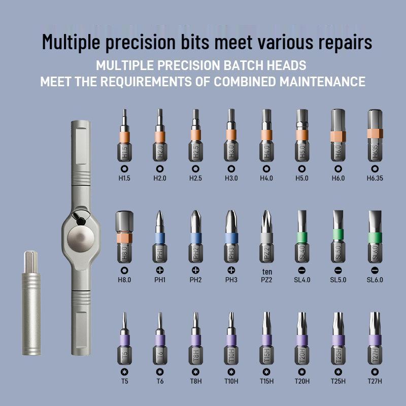24-in-1 Portable Ratchet Screwdriver Set with S2 Bits for Household Repairs