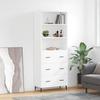 Vidaxl Display Cabinet, White, 69.5X34X180 Cm, Wood-Based Material