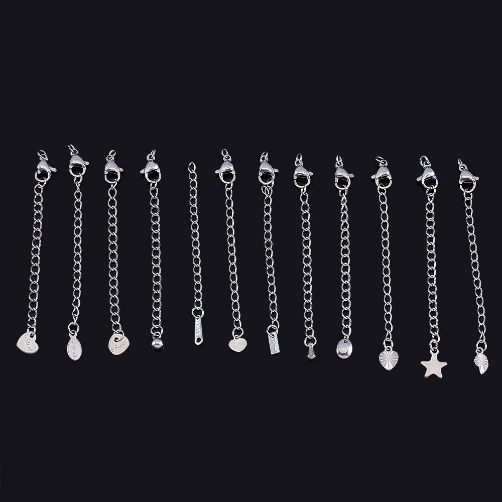 5pcs Stainless Steel Extension Tail Chain Lobster Clasps Connector Extended Chain Bracelet Necklace Jewelry Making DIY Component