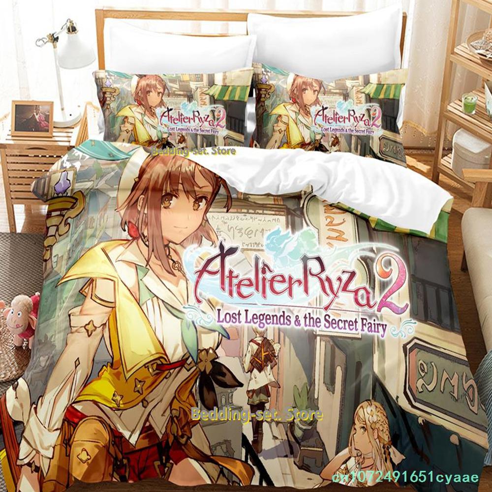 Kawaii Atelier Ryza Bettwäscheset Einzelbett Twin Full Queen King Size Bettset Erwachsene Kind Schlafzimmer Bettbezugsets Mädchen Anime Bett