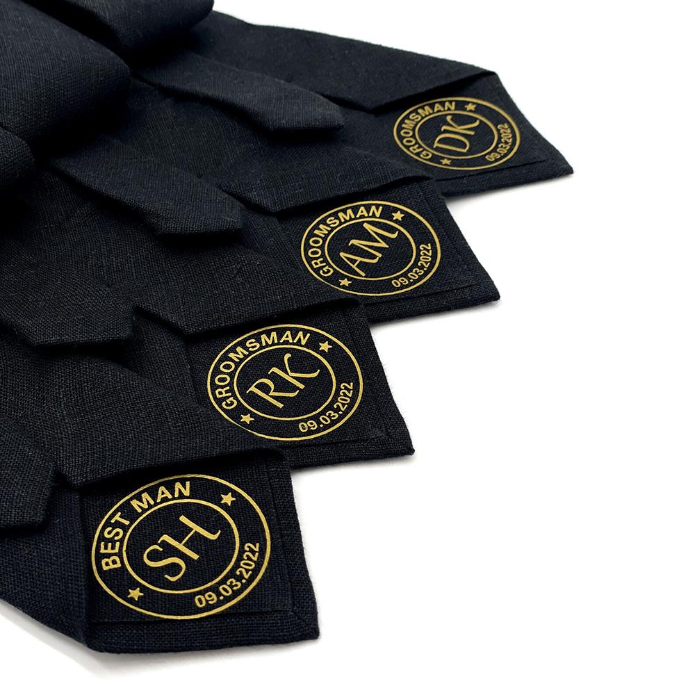 Skräddarsydda Bröllopskravatter Gåvor Förslag till Brudgum Svart Slips Blivande Brud Gåva till Bästa Man Bröllopsdusch Möhippa Dekoration