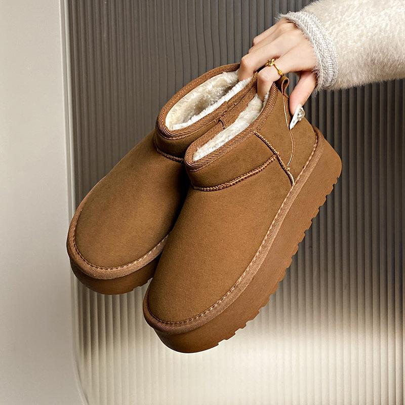 Fleece Middle Help Snow Boots Women's Winter New Student Is Commuting Warm Casual Platform Cotton Shoes G