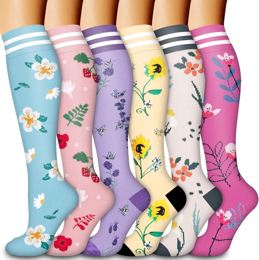6Pairs Compression Socks For Women And Men - Best For Circulation, Running, Athletic, Recover, Travel